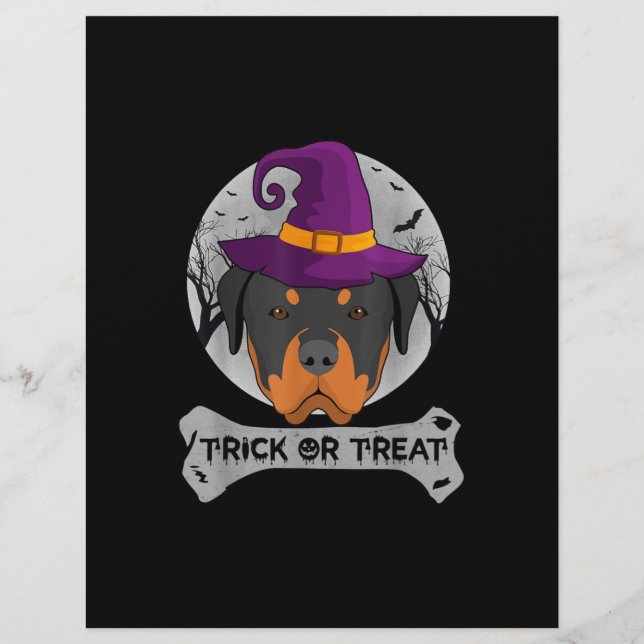 Witch Rottweiler Trick or treat Funny Dog Briefhoofd (Voorkant)