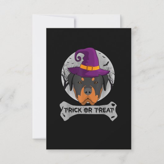 Witch Rottweiler Trick or treat Funny Dog RSVP Kaartje (Voorkant)