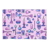 Witch Roze Paarse Pixel Art Patroon Kussensloop (Voorkant-Links)