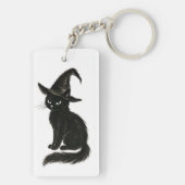Witch’s Cat – Black Ink Halloween Illustration on  Sleutelhanger (achterkant)