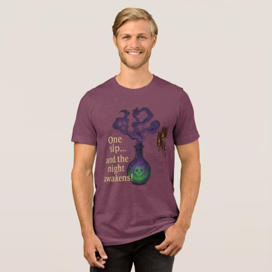 Witch’s Potion One Sip and the Night Awakens Tri-Blend Shirt (Voorkant volledig)