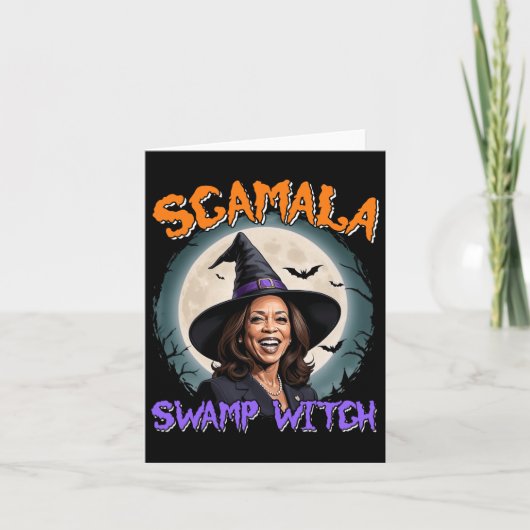 Witch Scamala Harris Anti Kamala Halloween Black P Kaart (Voorkant)