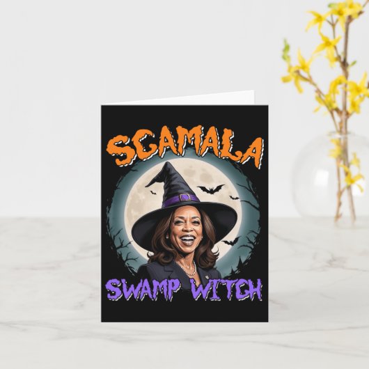 Witch Scamala Harris Anti Kamala Halloween Black P Kaart (Gele Bloem)