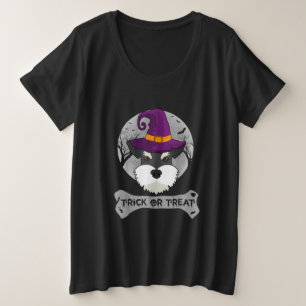 Witch Schnauzer Trick or treat Funny Dog Halloween Grote Maat T-shirt