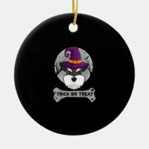 Witch Schnauzer Trick or treat Funny Dog Halloween Keramisch Ornament