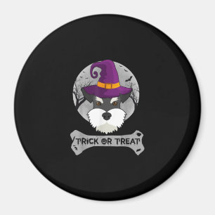 Witch Schnauzer Trick or treat Funny Dog Halloween Magneet
