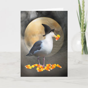 Witch Seagull Halloween Kaart