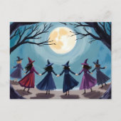 Witch Seance Halloween schilderij Feestdagenkaart (Voorkant)