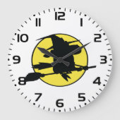 Witch Silhouette Flying on Broom Against Full Moon Grote Klok (Voorkant)