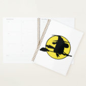 Witch Silhouette Flying on Broom Against Full Moon Planner (Display)