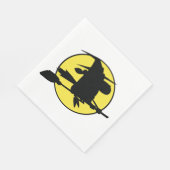 Witch Silhouette Flying on Broom Against Full Moon Servet (Hoek)