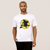 Witch Silhouette Flying on Broom Against Full Moon T-shirt (Voorkant volledig)