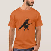Witch Silhouette Halloween Glitter T-Shirt (Voorkant)