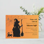 Witch Silhouette Halloween Party Kaart (Staand voorkant)