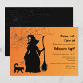 Witch Silhouette Halloween Party Kaart (Voorkant / Achterkant)
