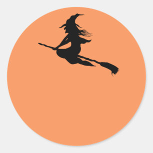 Witch Silhouette Halloween Stickers of Name Tags