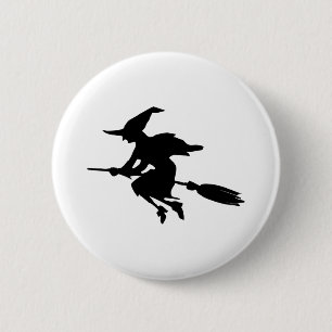 Witch Silhouette Ronde Button 5,7 Cm