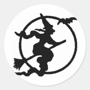 Witch Silhouette Ronde Sticker