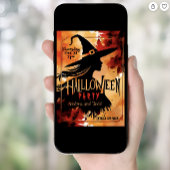 Witch Silhouette waterverf bewerkbaar Halloween Kaart