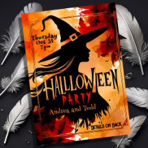 Witch Silhouette waterverf bewerkbaar Halloween