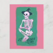 Witch Skeleton Wachten Op Halloween Om Terug Te Ko Briefkaart (Voorkant)