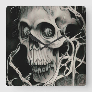Witch Skull, acrylwandklok, vierkant Vierkante Klok