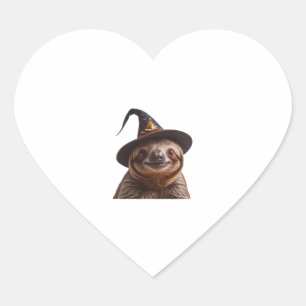 Witch Sloth Halloween trick or treat spooky pumpki Hart Sticker