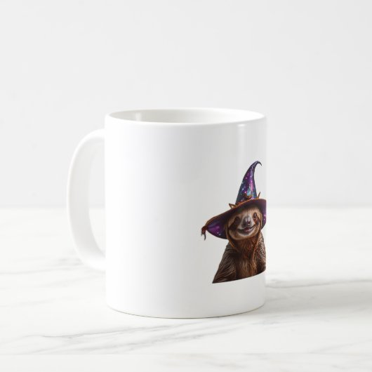 Witch Sloth Halloween trick or treat spooky pumpki Koffiemok (Voorkant links)