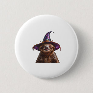 Witch Sloth Halloween trick or treat spooky pumpki Ronde Button 5,7 Cm