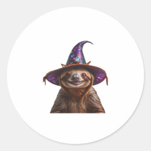 Witch Sloth Halloween trick or treat spooky pumpki Ronde Sticker