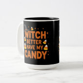 Witch Snoep T-shirt Tweekleurige Koffiemok (Voorkant links)