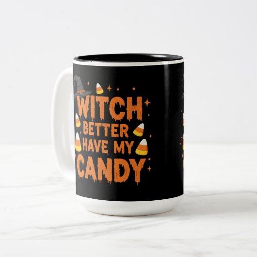 Witch Snoep T-shirt Tweekleurige Koffiemok (Voorkant links)