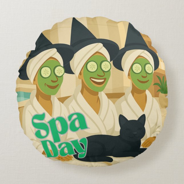 Witch Spa Day Funny Humor  Rond Kussen (Voorkant)