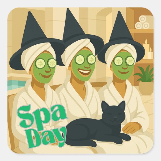 Witch Spa Day Funny Humor Vierkante Sticker (Voorkant)