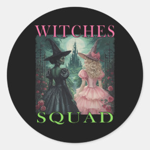 Witch Squad Halloween heksen roze en groene heks Ronde Sticker