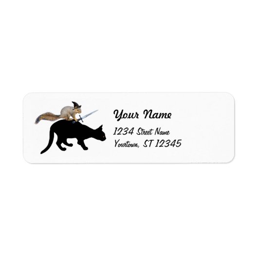Witch Squirrel op Black Cat Return Address Labels (Voorkant)