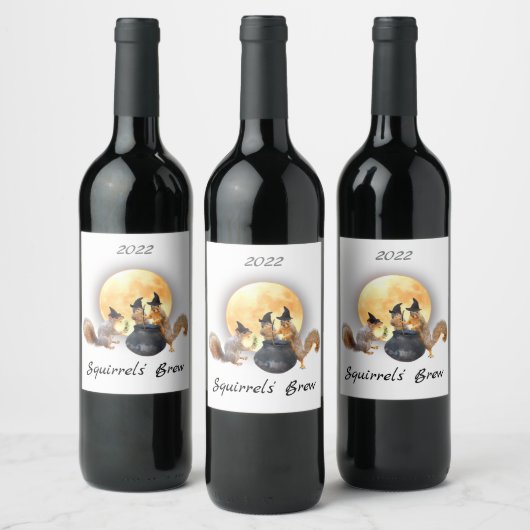 Witch Squirrels Wine Labels Wijn Etiket (Flessen)