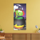 Witch Stirring een Cauldron. Canvas Afdruk (Insitu (Woonkamer))
