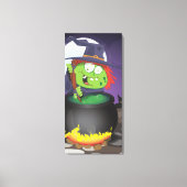 Witch Stirring een Cauldron. Canvas Afdruk (Voorkant)