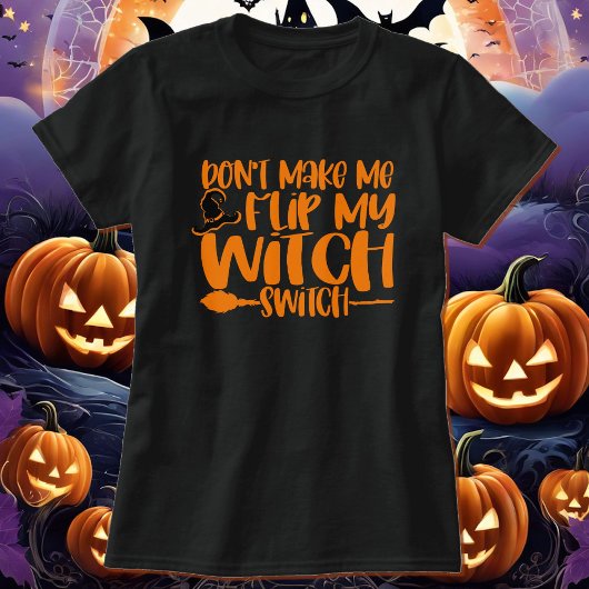 Witch Switch Pet & bezem Halloween katoenen T-shir T-shirt