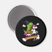 Witch T-Rex Dinosaur Riding Unicorn Halloween Magneet (Voorkant / Achterkant)