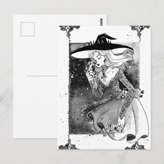 Witch Tarot Card Illustration Post Card Briefkaart (Voorkant / Achterkant)