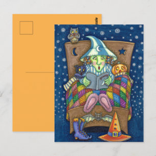 WITCH TELLING SPOOKY BEDTIME STORIES, HALLOWEEN BRIEFKAART
