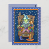 WITCH TELLING SPOOKY BEDTIME STORIES, HALLOWEEN BRIEFKAART (Voorkant / Achterkant)