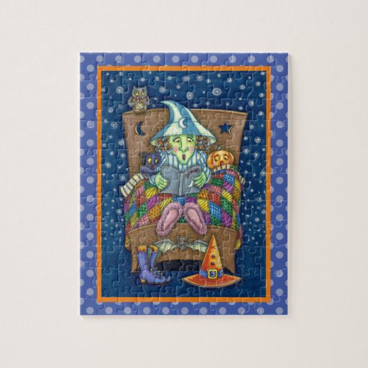 WITCH TELLING SPOOKY BEDTIME STORIES, HALLOWEEN LEGPUZZEL (Verticaal)