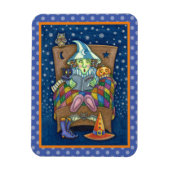 WITCH TELLING SPOOKY BEDTIME STORIES, HALLOWEEN MAGNEET (Verticaal)