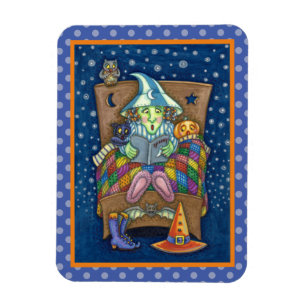 WITCH TELLING SPOOKY BEDTIME STORIES, HALLOWEEN MAGNEET