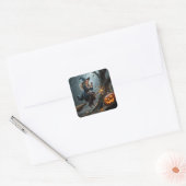 Witch Texting While Flying On a Broom Vierkante Sticker (Envelop)