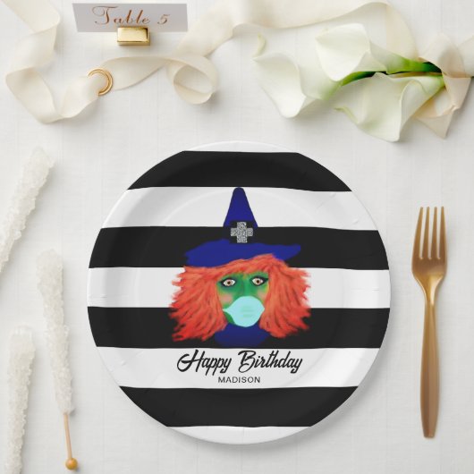 Witch Theme Halloween Birthday Chic Personalized Papieren Bordje (Huwelijk)