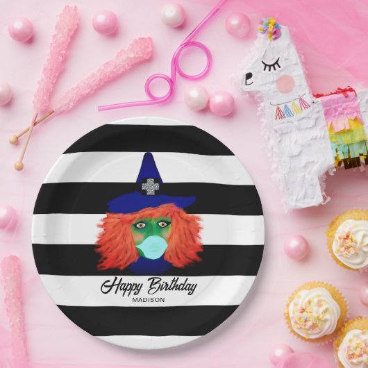 Witch Theme Halloween Birthday Chic Personalized Papieren Bordje (Feest)